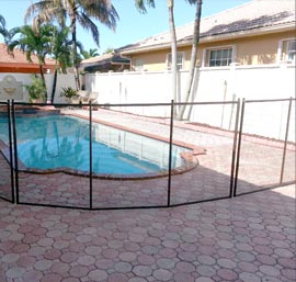 Pool Fence on Brick Pavers