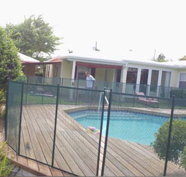 Pool Fence on Wooden Deck