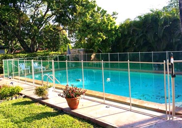 Green/Beige Pool Fence